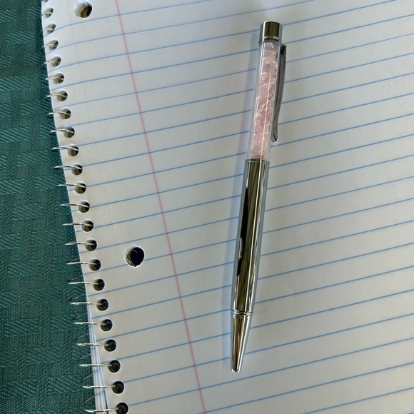 Silver Metallic Rose Quartz Pen - Picture 1 of 1